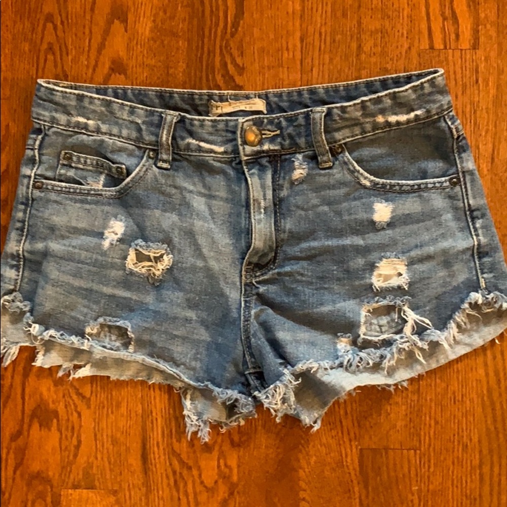 Free People high waisted jean shorts